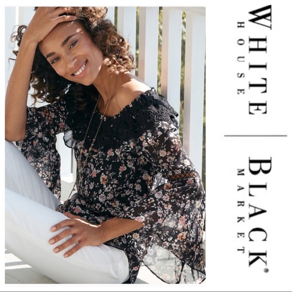White House Black Market Tops - Crochet-Trim Off-Shoulder Blouse